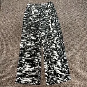 HM Zebra Print Wide Leg Pants Black White High Waisted Trousers Size 4 763071